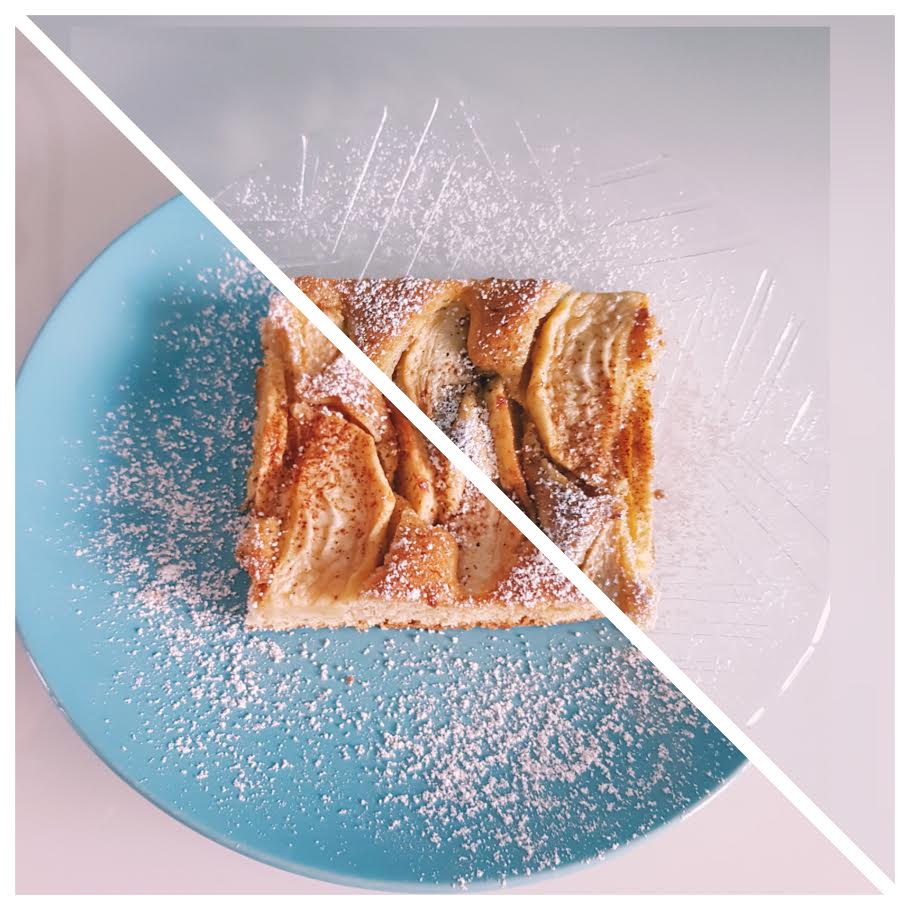 zuckerfreier Apfelkuchen vom Blech Apfelkuchen geschnitten mit Puderzucker zuckerfreier Apfelkuchen vom Blech Apfelkuchen geschnitten mit Puderzucker