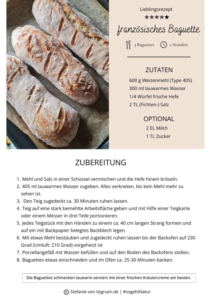 Rezeptkarte Französisches Baguette istgruen.de