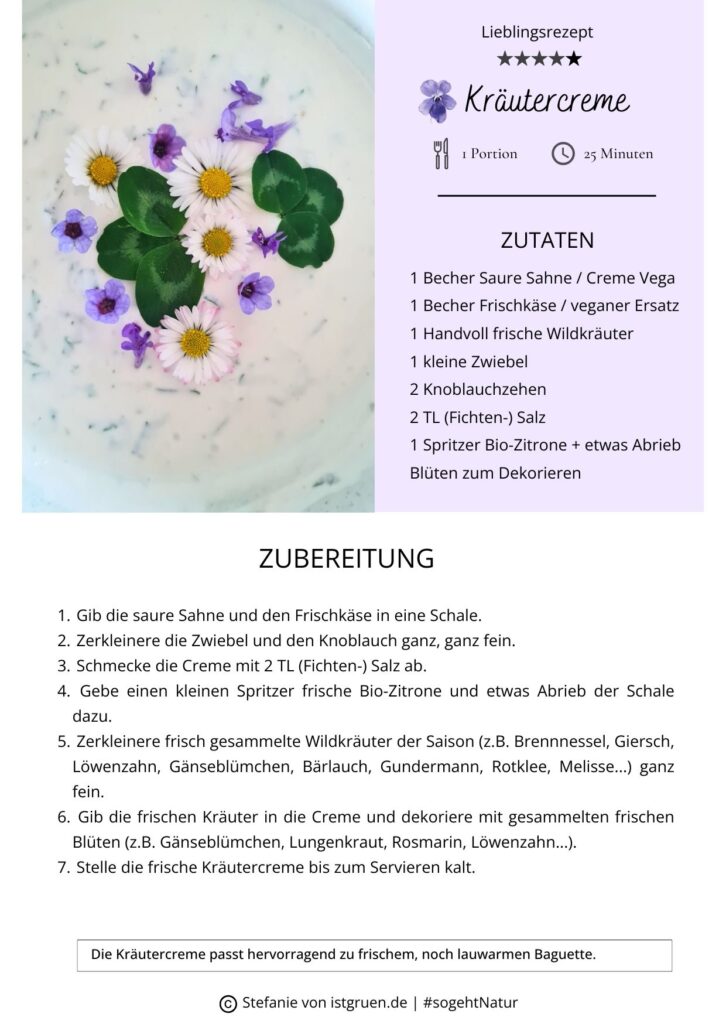 Rezeptkarte Kräutercreme istgruen.de